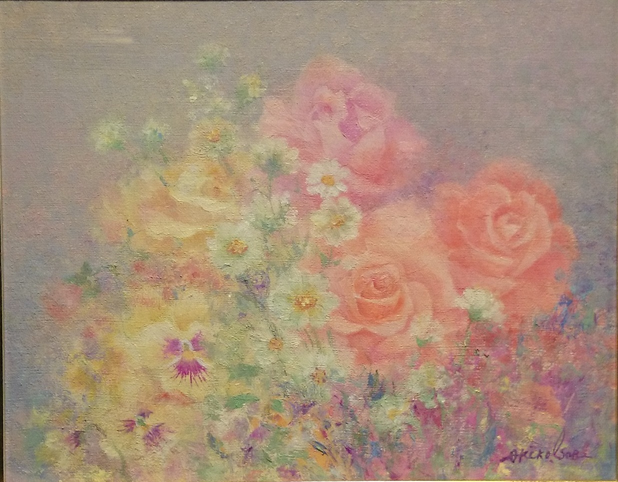 最終値下げ 油絵 絵画 花 【セール価格】磯部晶子(いそべあきこ