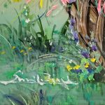 35%割引ホワイト系良質 福田 建之「花の路」油彩画 8号 絵画