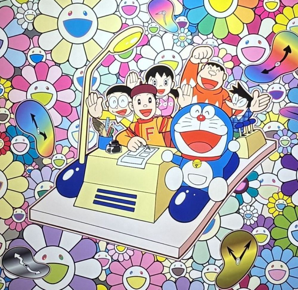 村上隆 ドラえもん 楽しいね(ポスター作品)、タイムマシン2点 村上隆 